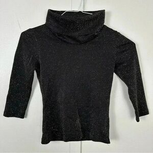 Betsey Johnson Black Glitter Turtleneck Sweater